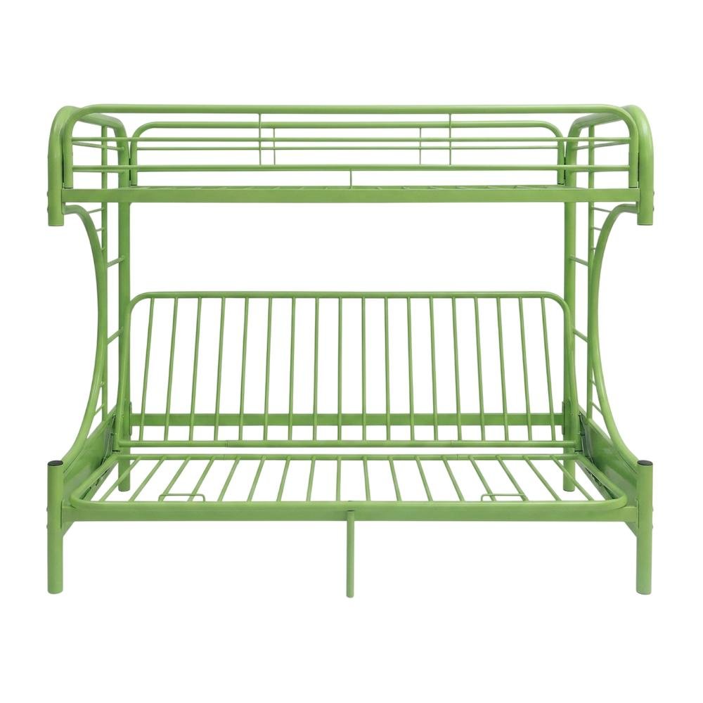 Metal Futon Bunk Bed Twin over Full, Kids Bunkbed with Bottom Futon Combo, Green. Picture 1