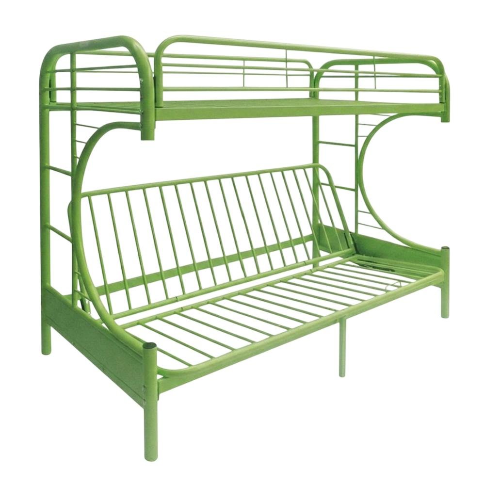 Metal Futon Bunk Bed Twin over Full, Kids Bunkbed with Bottom Futon Combo, Green. Picture 4