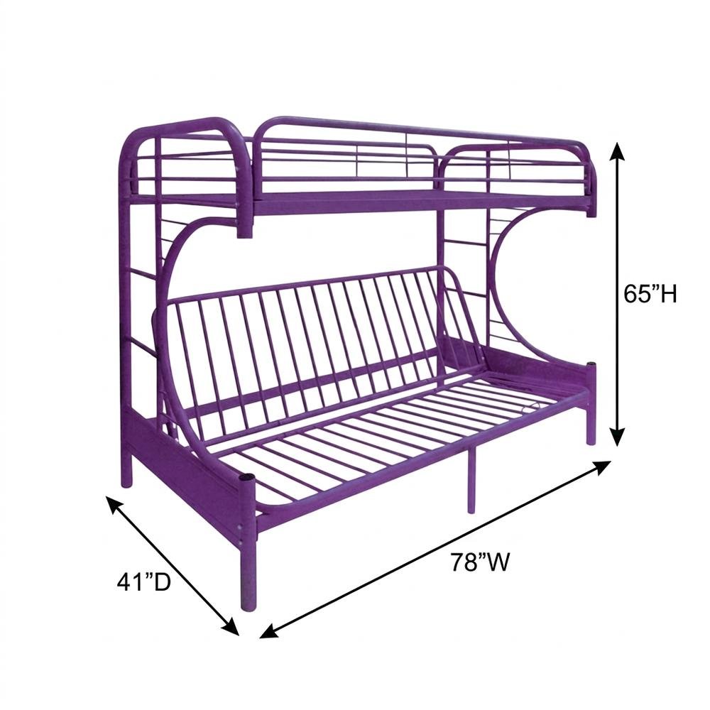 Metal Futon Bunk Bed Twin over Full, Kids Bunkbed, Purple. Picture 5