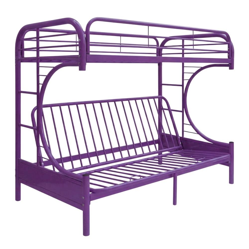Metal Futon Bunk Bed Twin over Full, Kids Bunkbed, Purple. Picture 4
