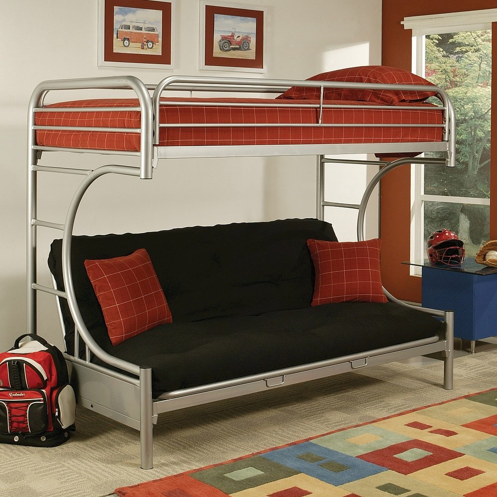 Eclipse Futon Bunk Bed (T/F) Silver. Picture 1