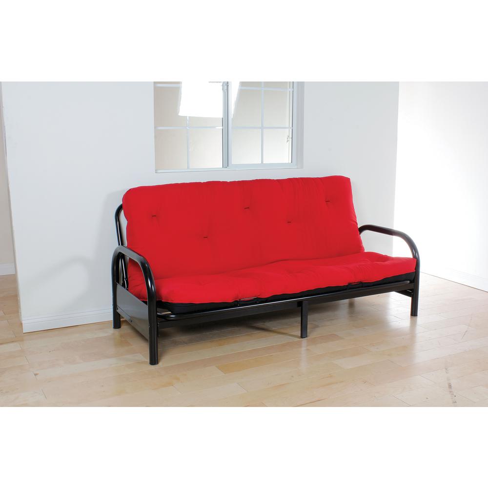 Nabila Full Futon Mattress (6"H) Red & Black. Picture 4