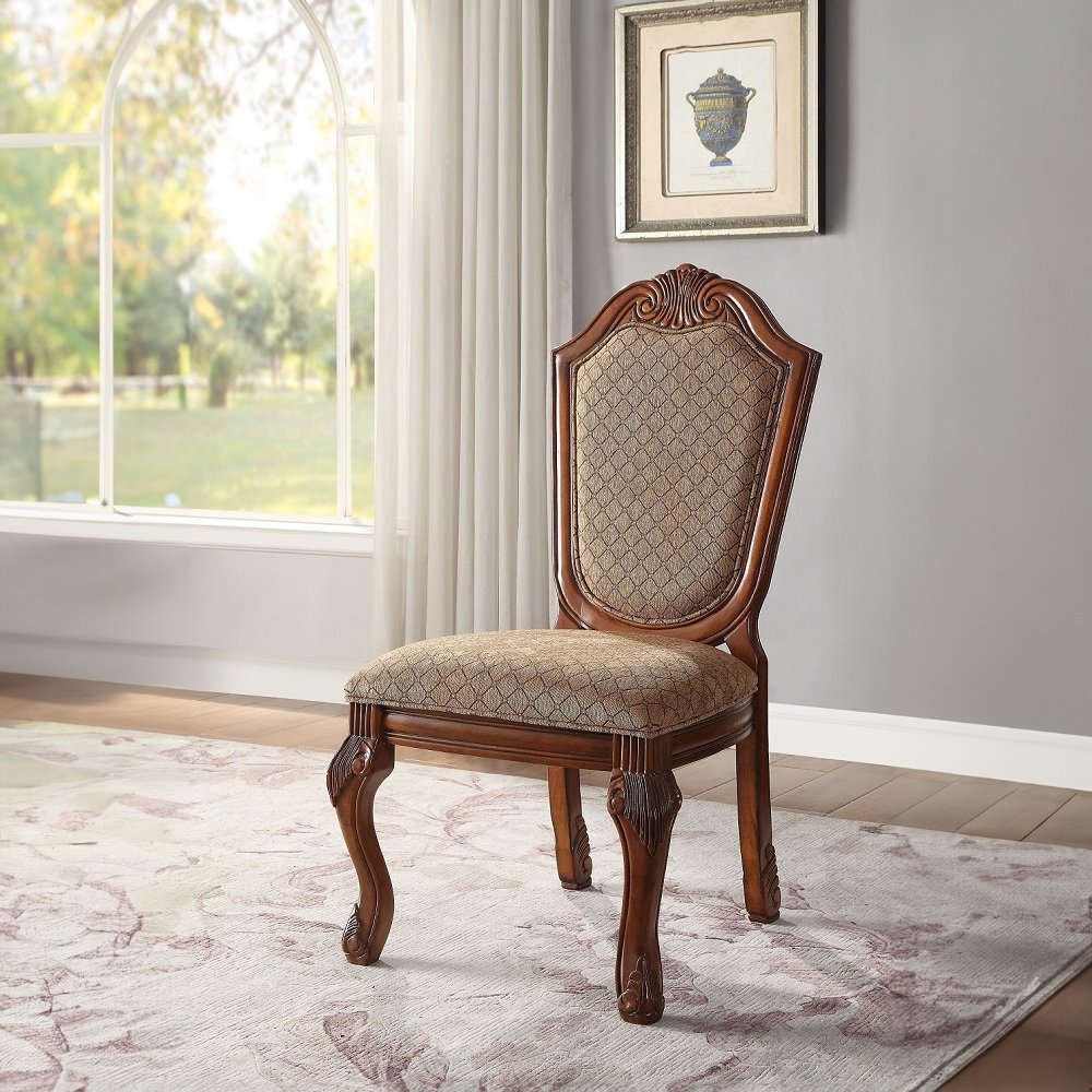 Chateau De Ville Side Chair (Set-2) Fabric & Cherry. Picture 2