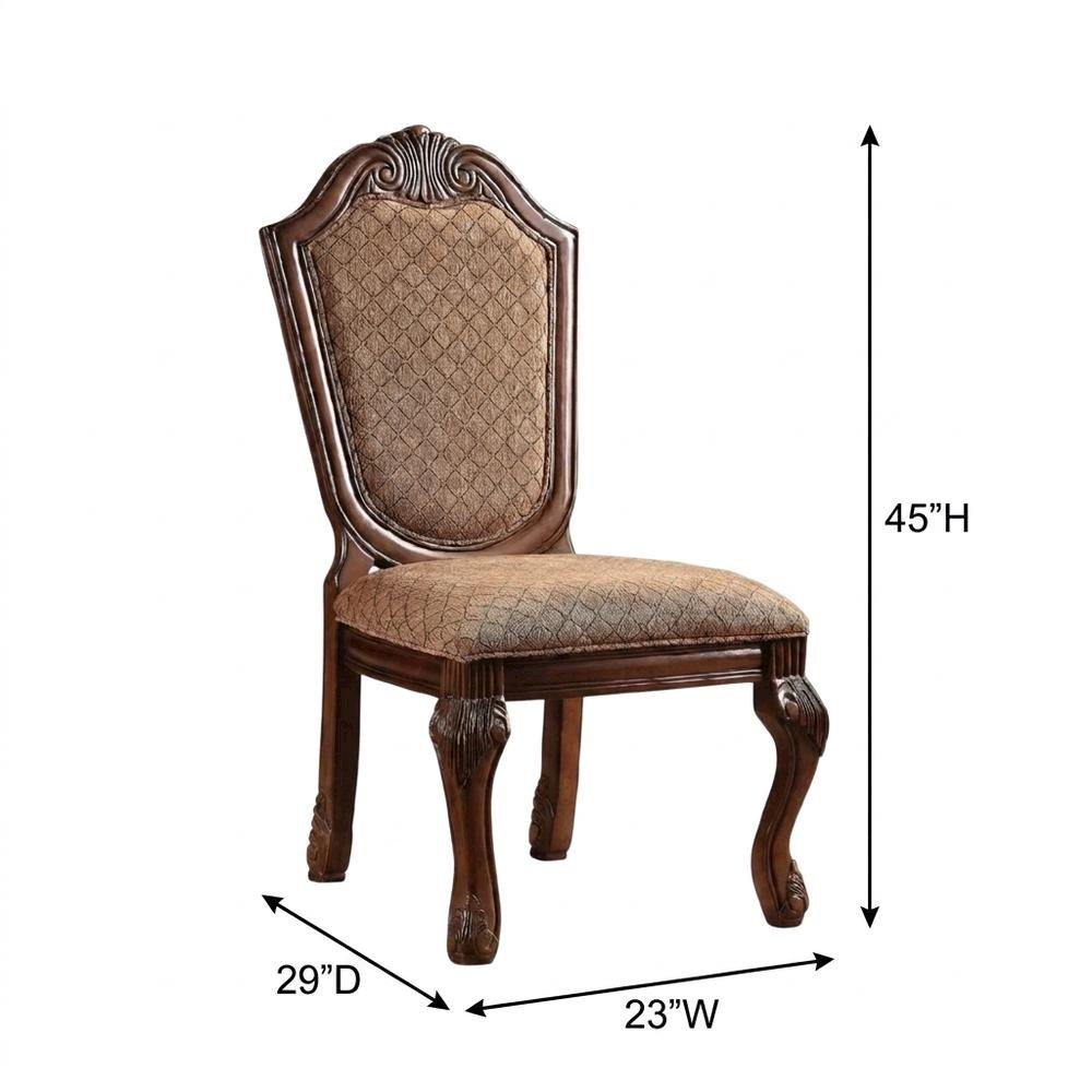 Fabric-Upholstered Rubber Wood Armless Side Chair, Fabric & Cherry, Set of 2. Picture 6