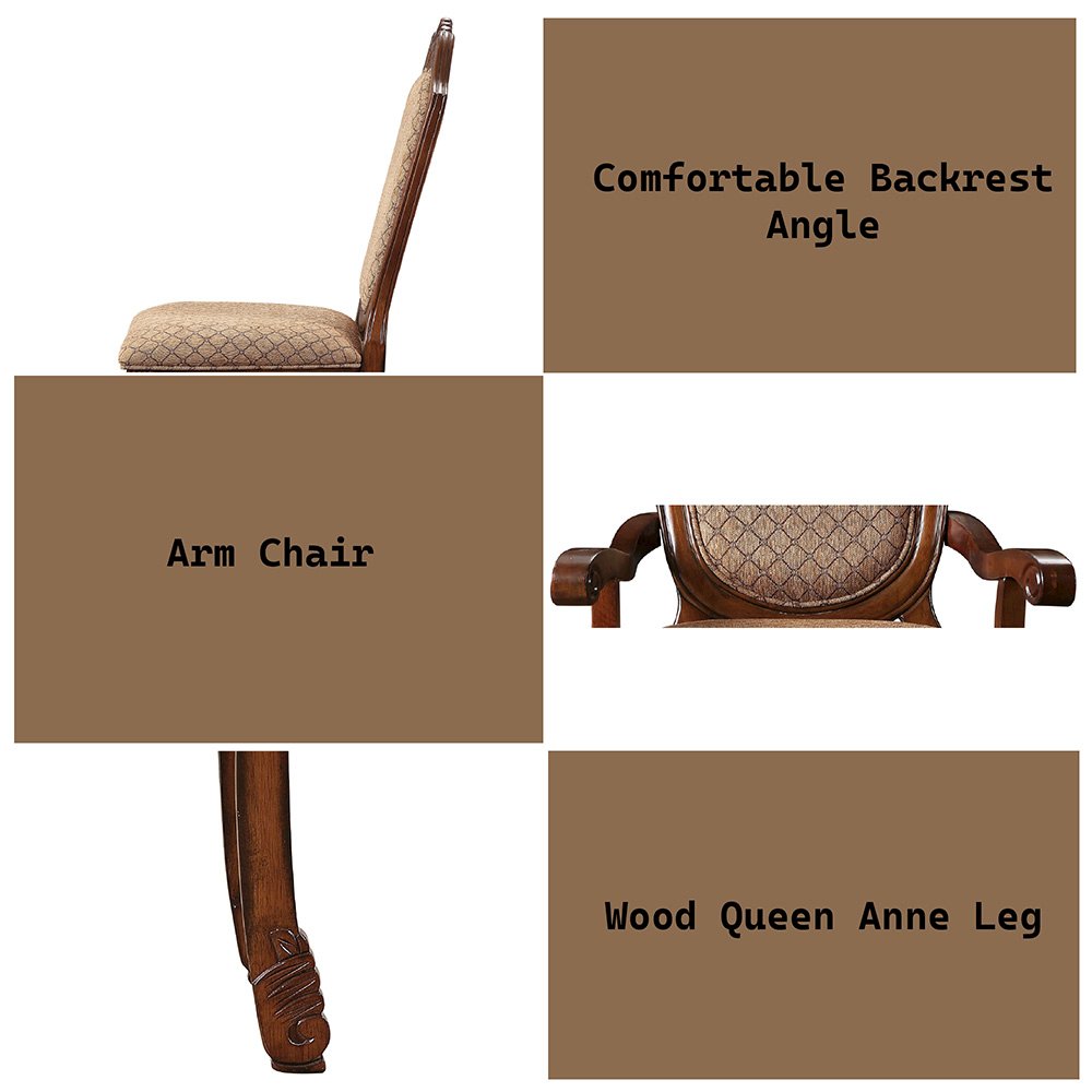 Chateau De Ville Arm Chair (Set-2) Fabric & Cherry. Picture 8