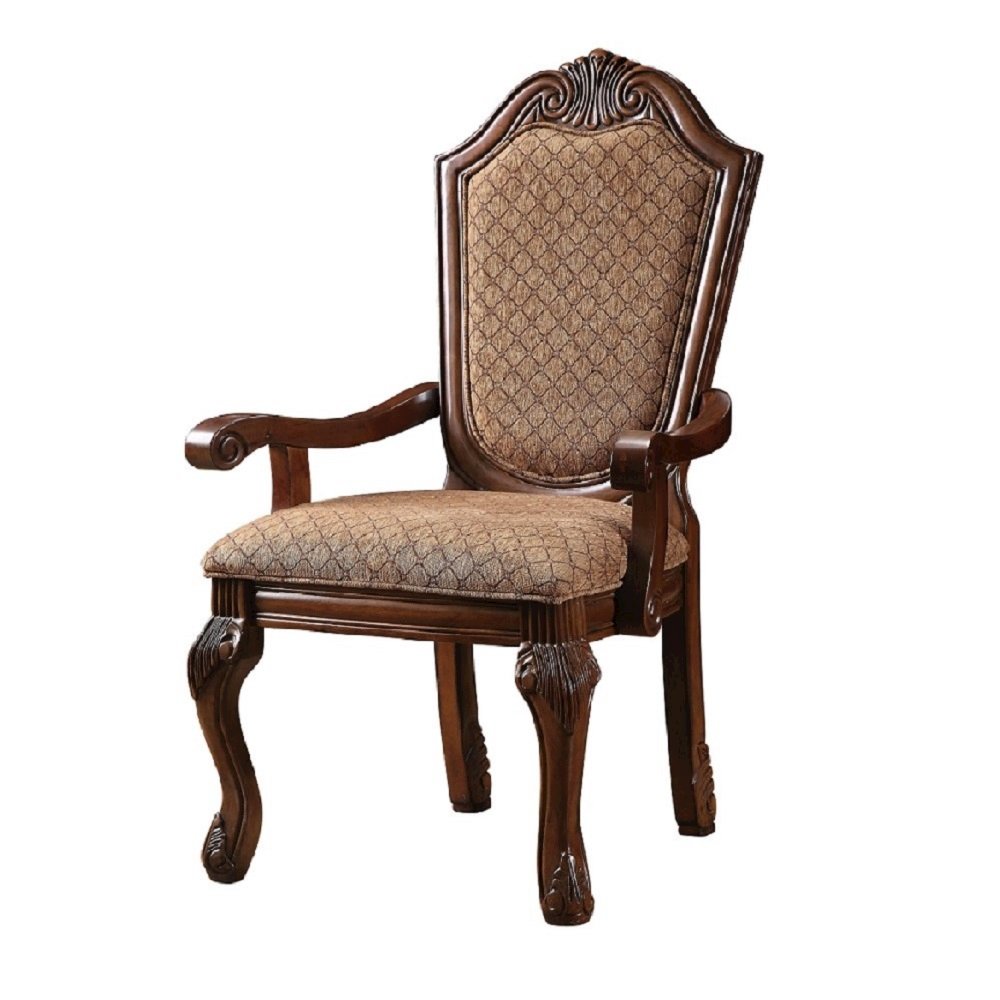 Chateau De Ville Arm Chair (Set-2) Fabric & Cherry. Picture 2