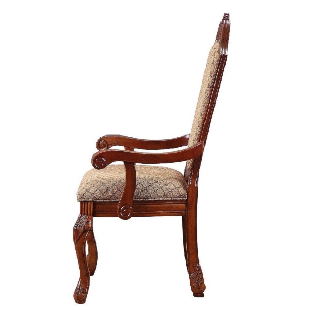 Chateau De Ville Arm Chair (Set-2) Fabric & Cherry. Picture 4