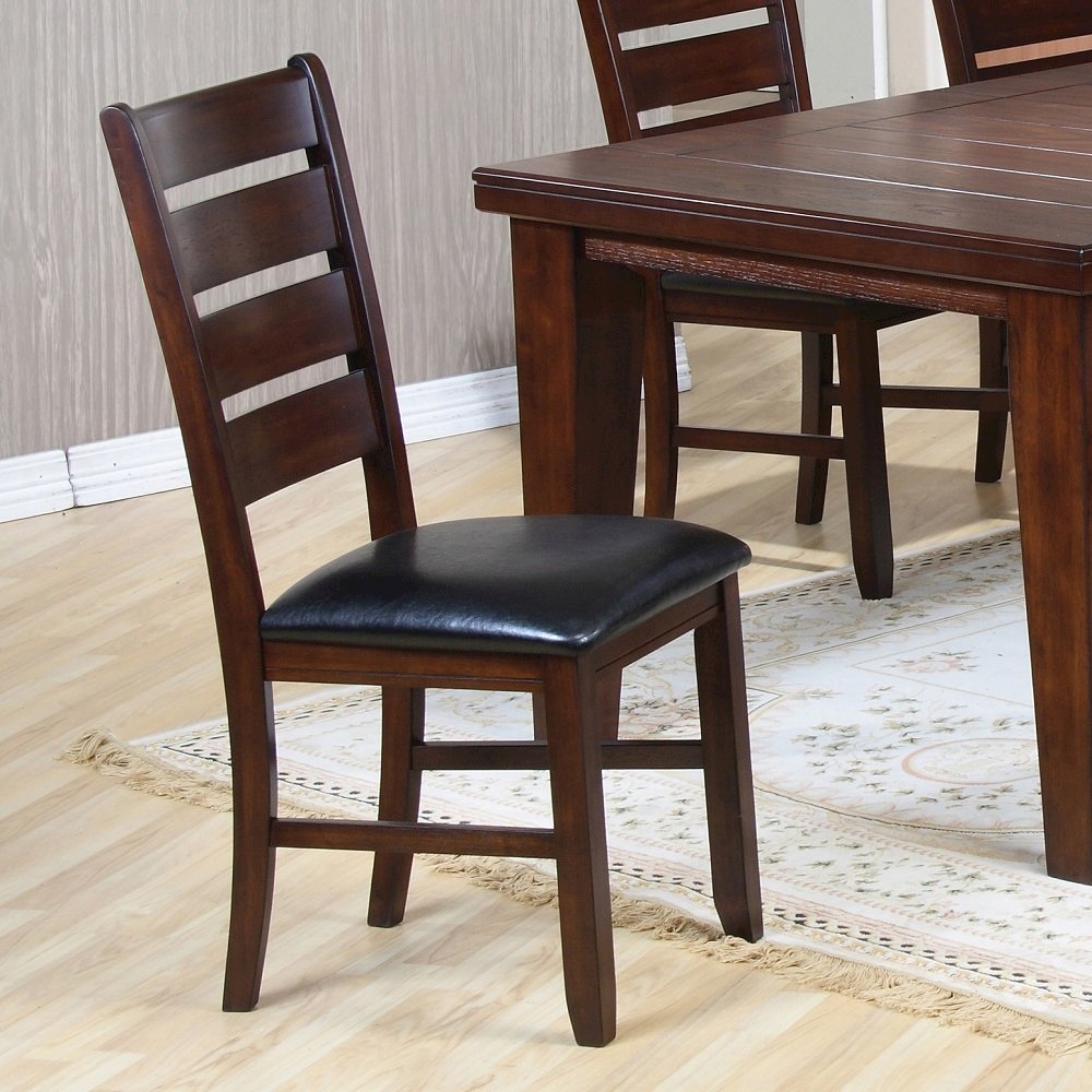 Urbana Side Chair (Set-2) Black Synthetic Leather & Cherry. Picture 1