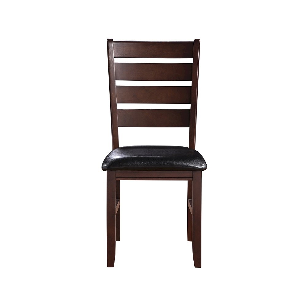 Urbana Side Chair (Set-2) Black Synthetic Leather & Cherry. Picture 3