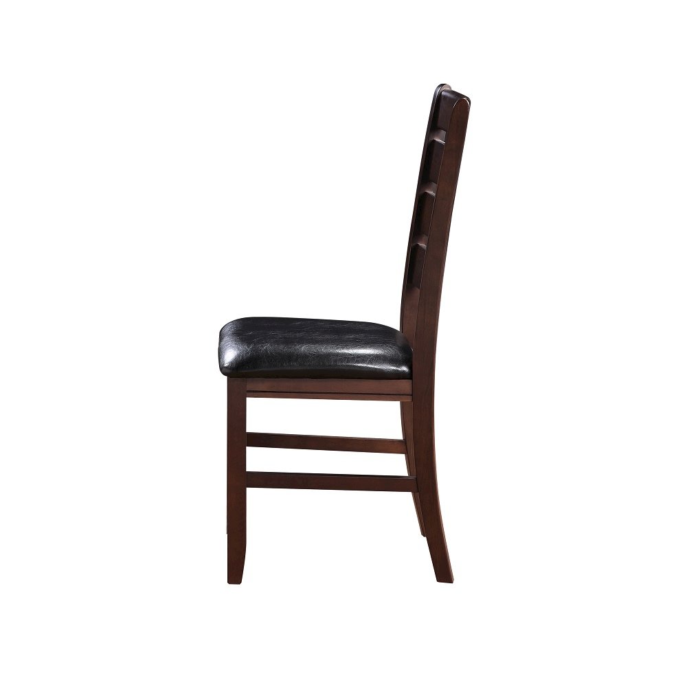 Urbana Side Chair (Set-2) Black Synthetic Leather & Cherry. Picture 4