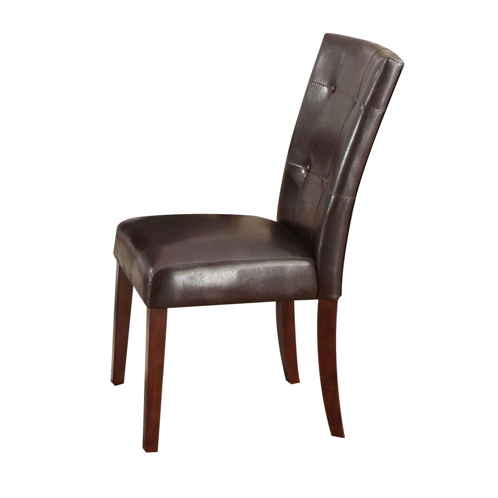 Britney Side Chair (Set-2), Espresso PU & Walnut. Picture 1