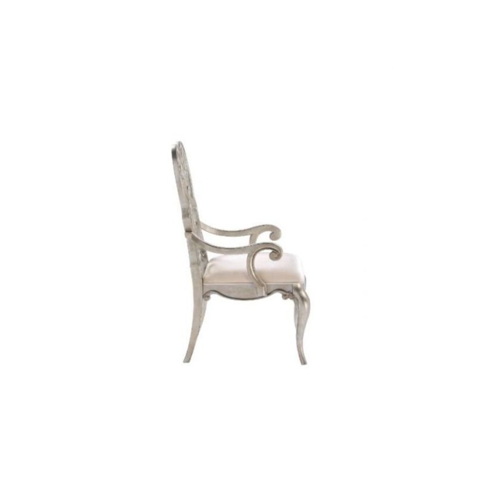 Esteban Arm Chair (Set-2) Ivory Velvet & Antique Champagne. Picture 4