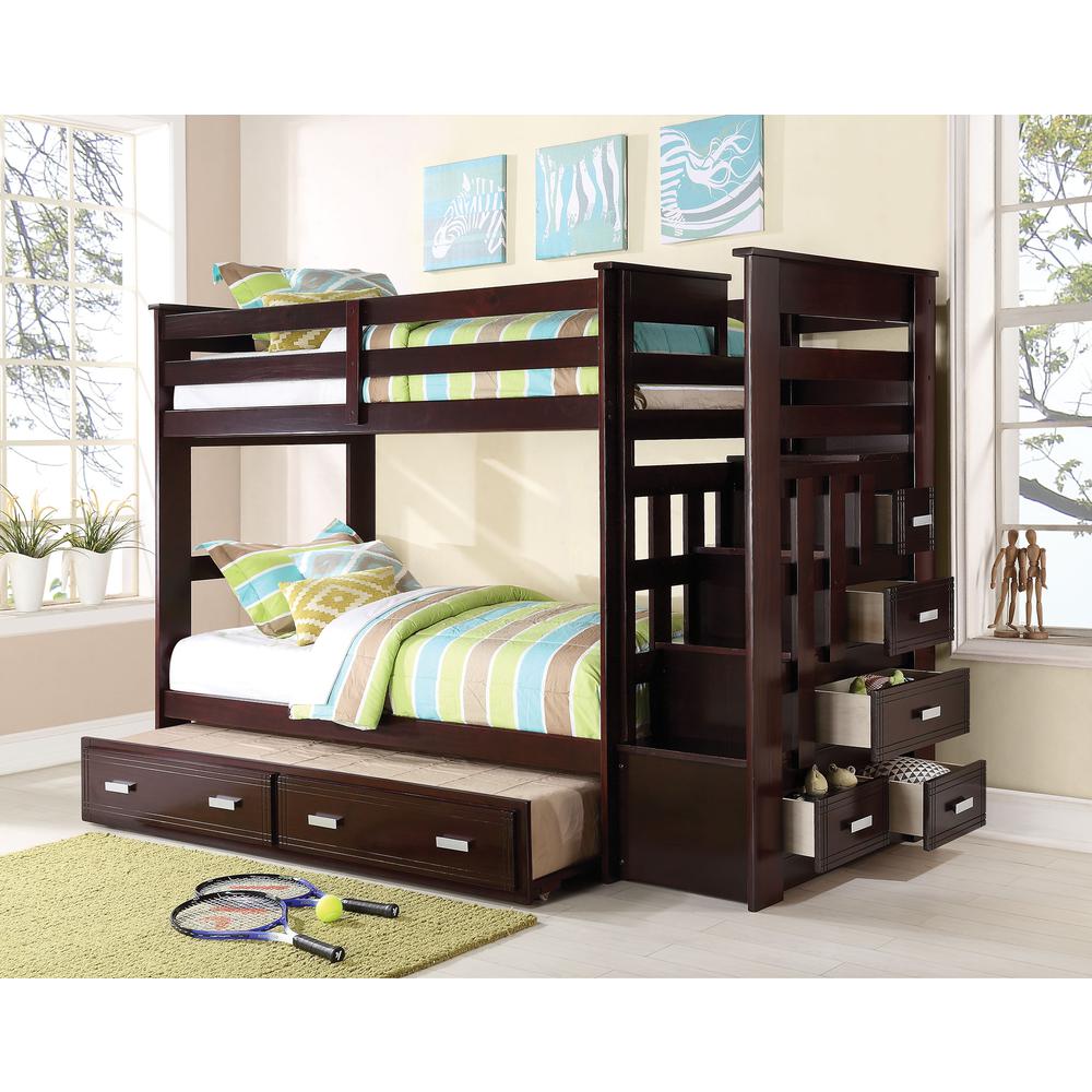 Allentown Bunk Bed (T/T) w/Trundle (Twin) & Storage White. Picture 3
