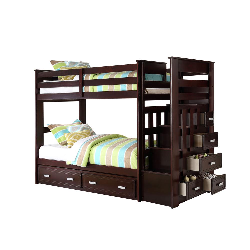 Allentown Bunk Bed (T/T) w/Trundle (Twin) & Storage White. Picture 6