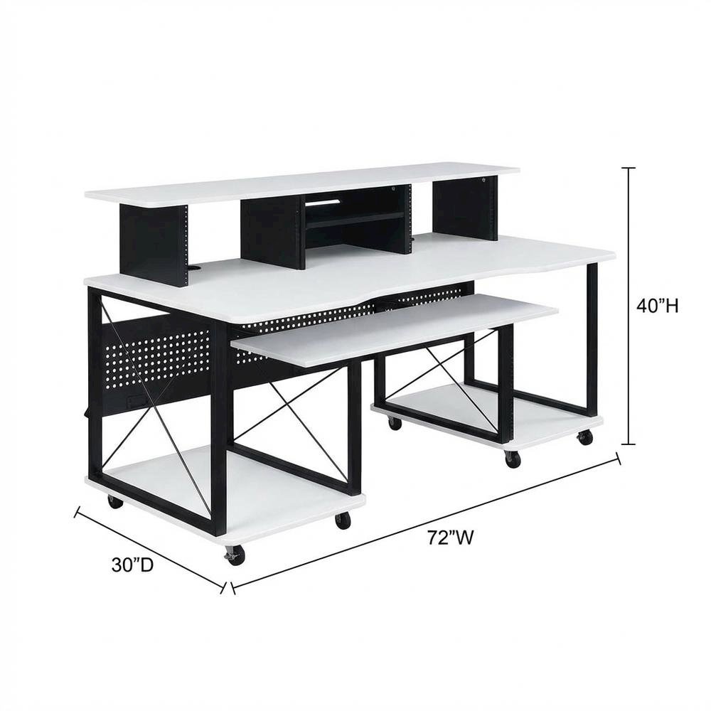 White And Black Finish Music Desk With Industrial Style And Rectangular Surface. Picture 7