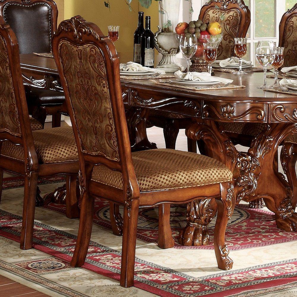 Dresden Side Chair (Set-2) Fabric & Cherry Oak. Picture 2