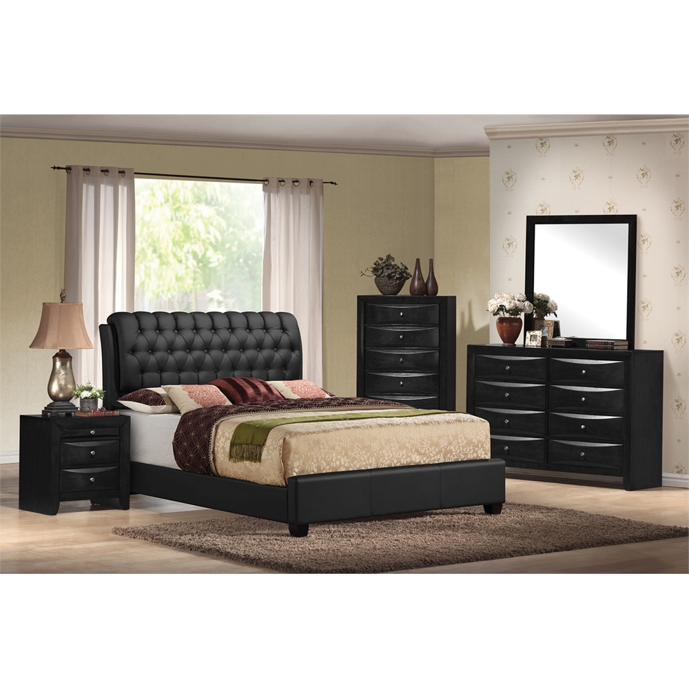 Ireland II Eastern King Bed (Button Tufted), Black PU (1Set/2Ctn). Picture 1