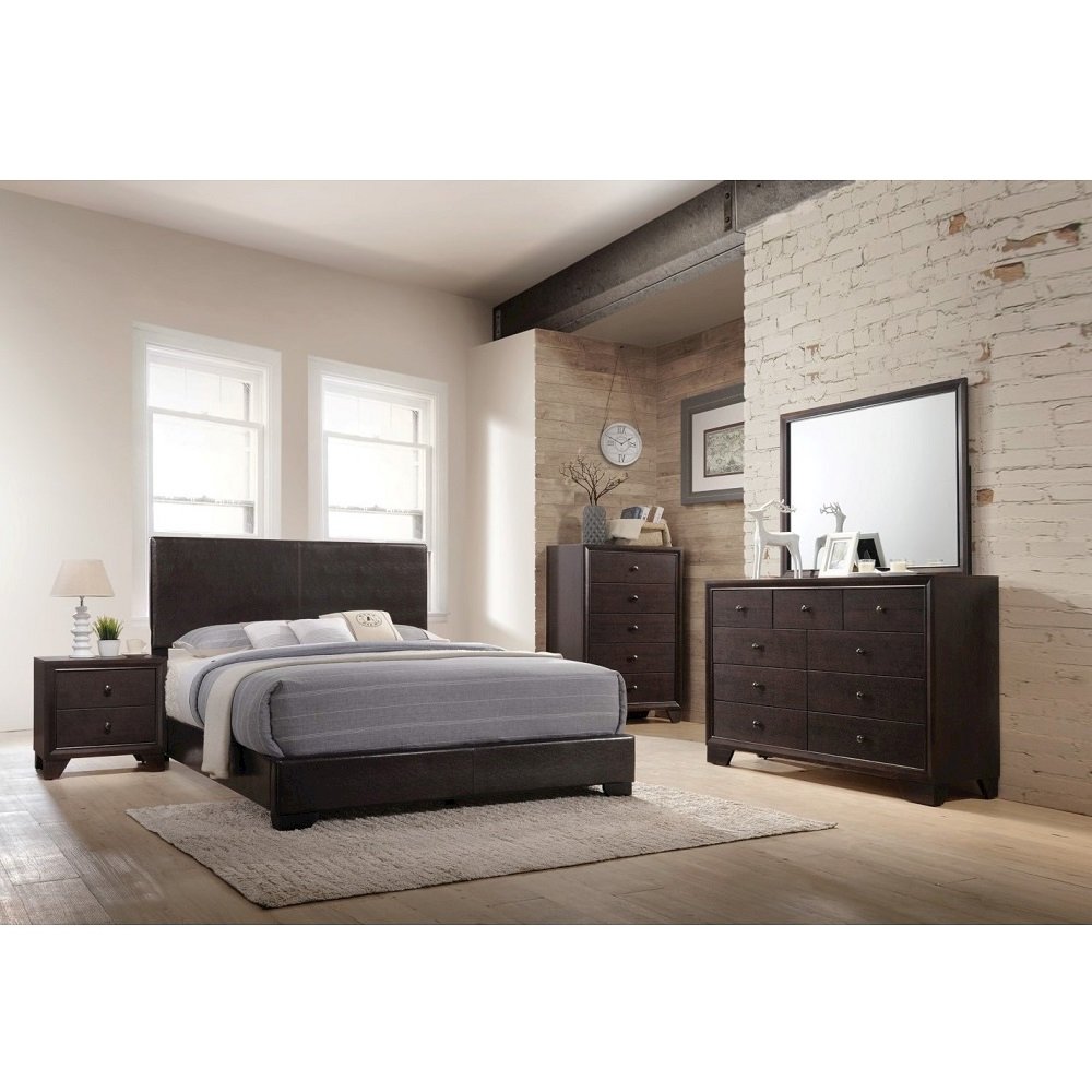 Ireland III Eastern King Bed Brown Synthetic Leather. Picture 5