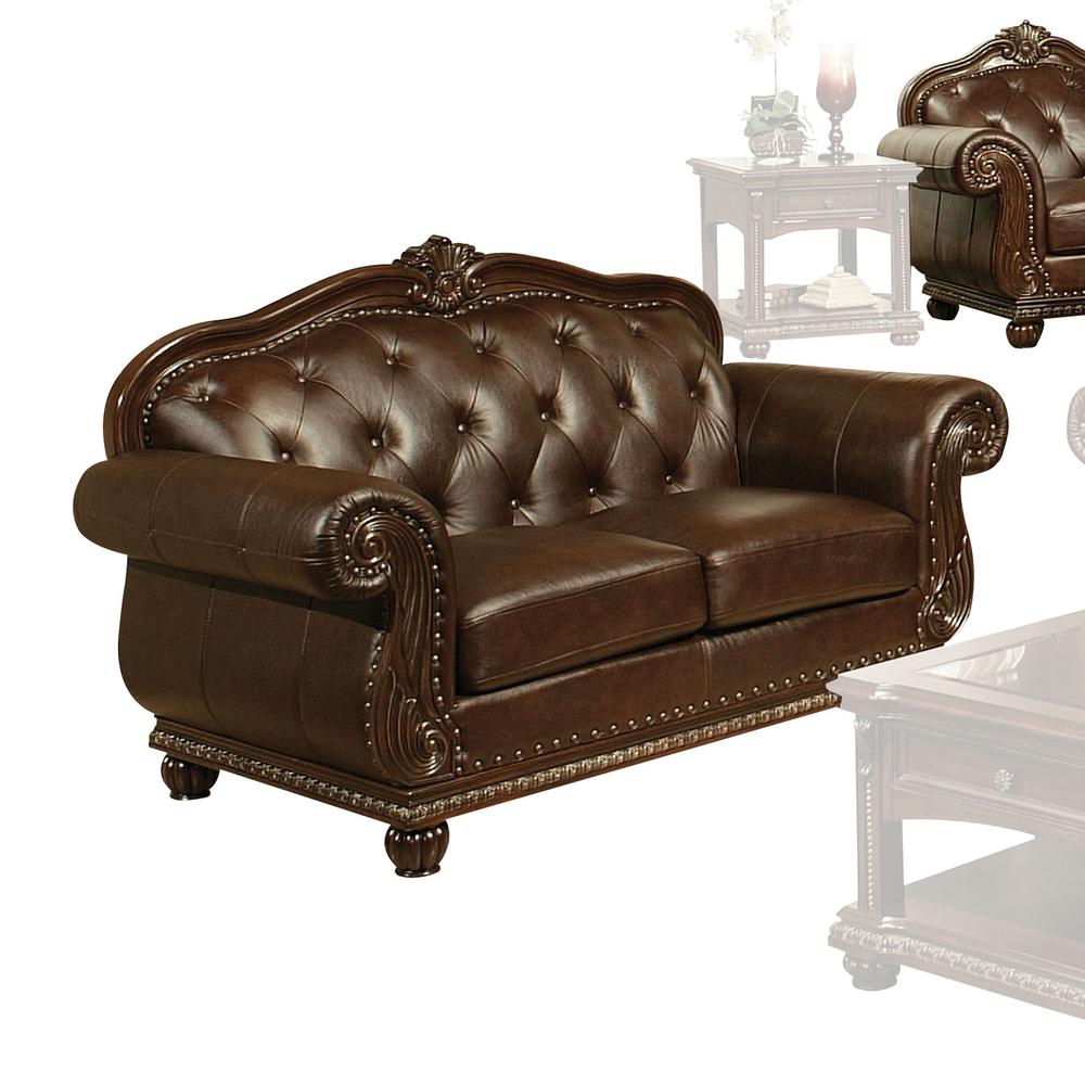 Loveseat, Espresso Top Grain Leather Match 15031. Picture 1