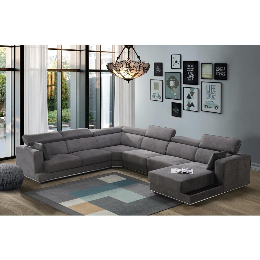 Alwin Modular - RF Chaise Dark Gray Fabric. Picture 1