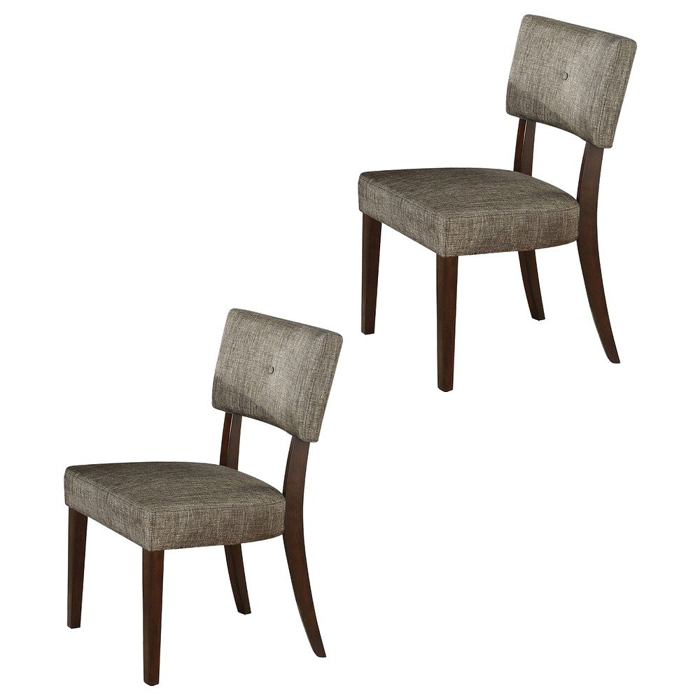 Performance Chenille Dining Chair with Wood Legs, Gray Fabric & Espresso, Set of 2. Picture 1