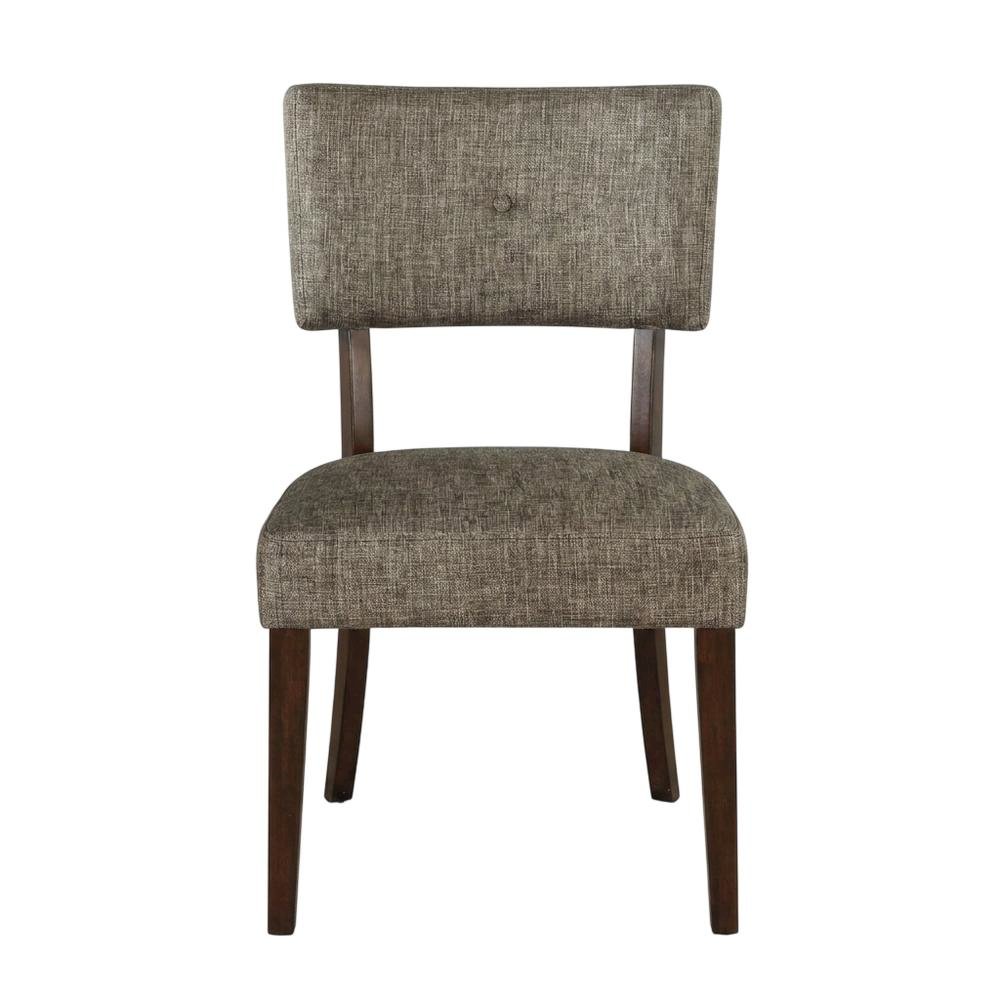 Performance Chenille Dining Chair with Wood Legs, Gray Fabric & Espresso. Picture 1