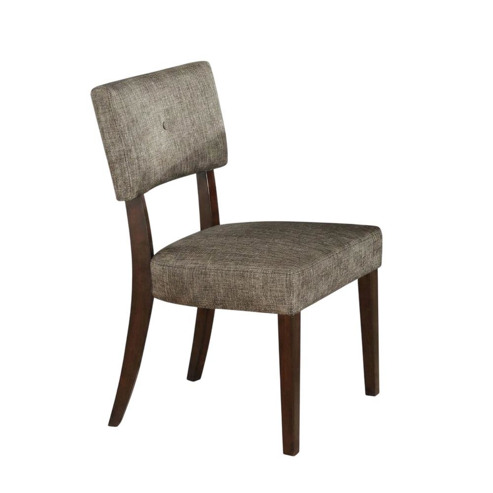 Performance Chenille Dining Chair with Wood Legs, Gray Fabric & Espresso. Picture 4