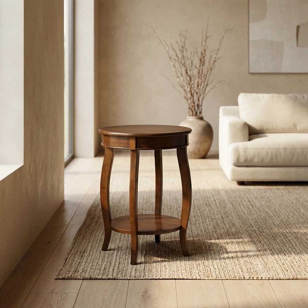 Walnut, Accent Side Table, Quality Build, Durable Wood Frame. Picture 2
