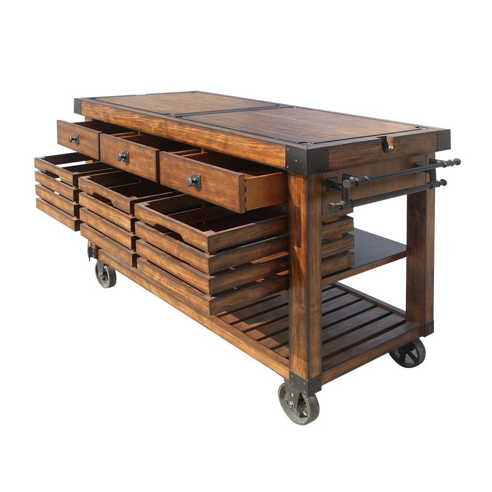 Kaif Kitchen Cart Distressed Chestnut. Picture 4