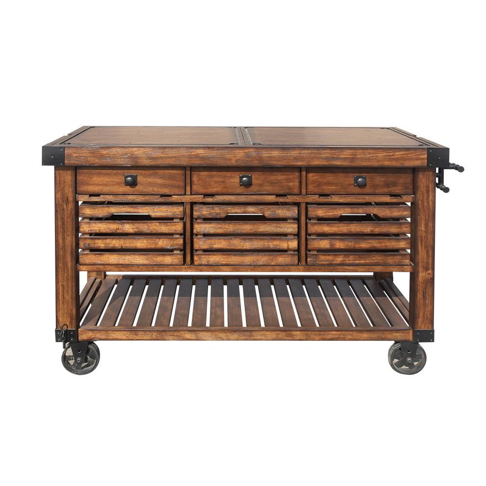 Kaif Kitchen Cart Distressed Chestnut. Picture 5