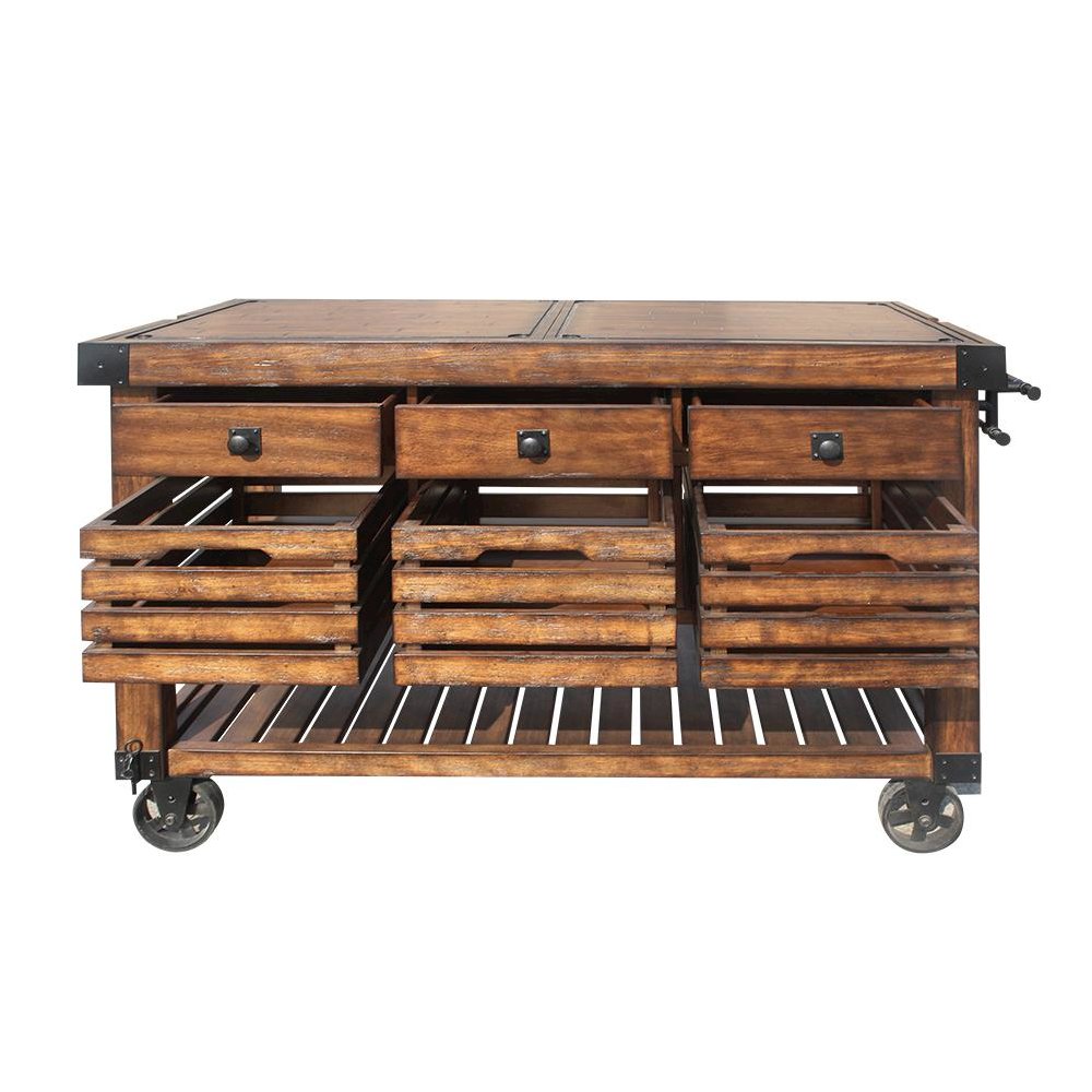 Kaif Kitchen Cart Distressed Chestnut. Picture 6