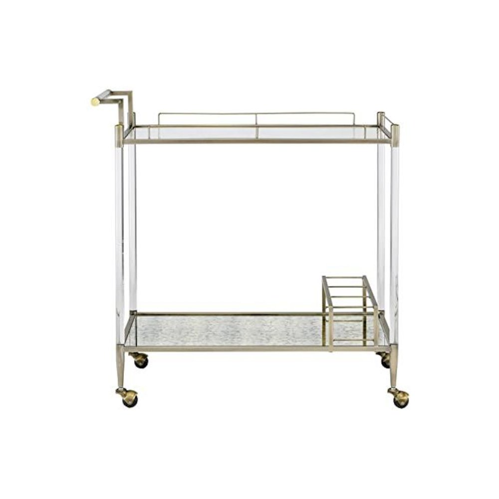 Cirro Serving Cart Antique Mirror & Wire Brass. Picture 2