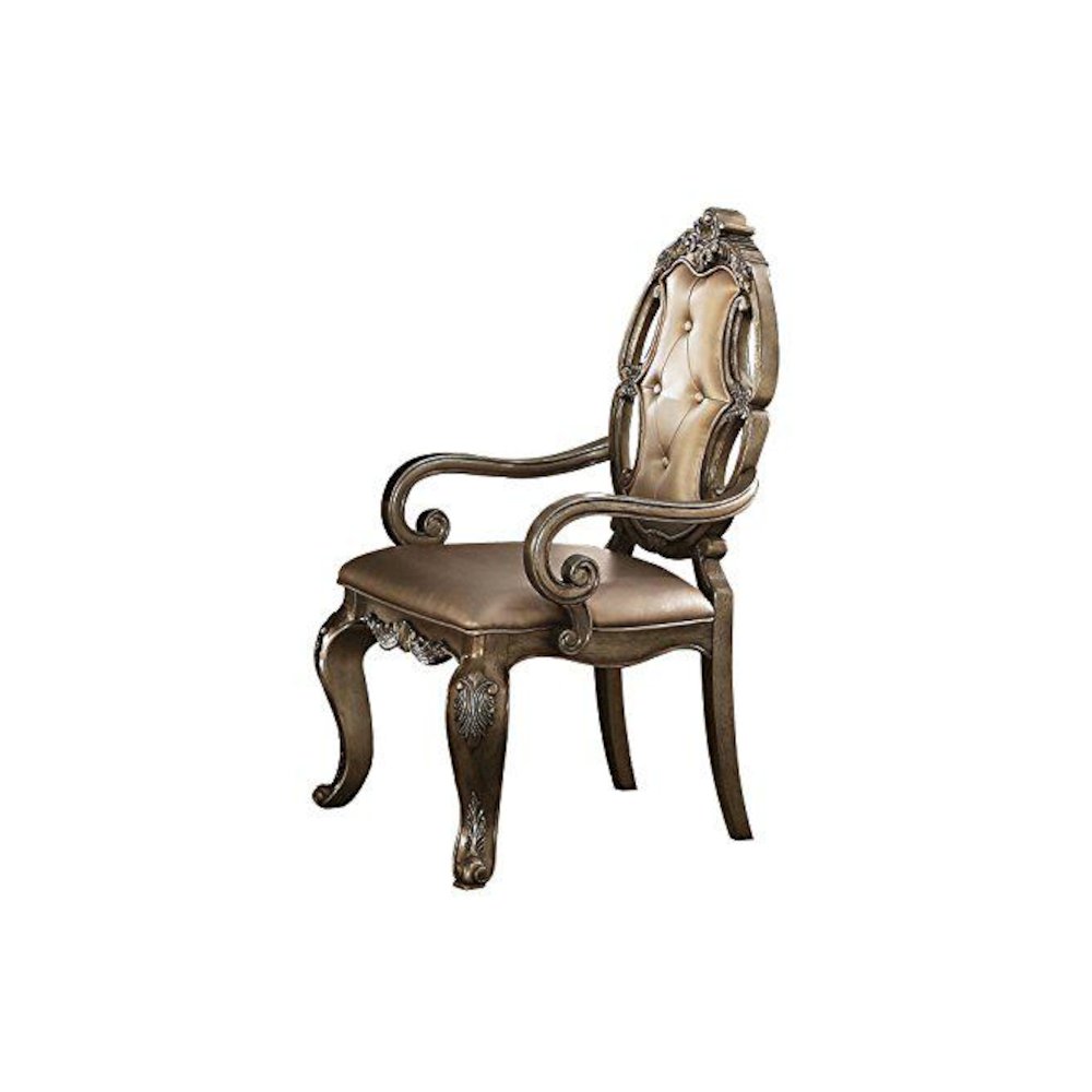 Ragenardus Arm Chair (Set-2) Synthetic Leather & Vintage Oak. Picture 1