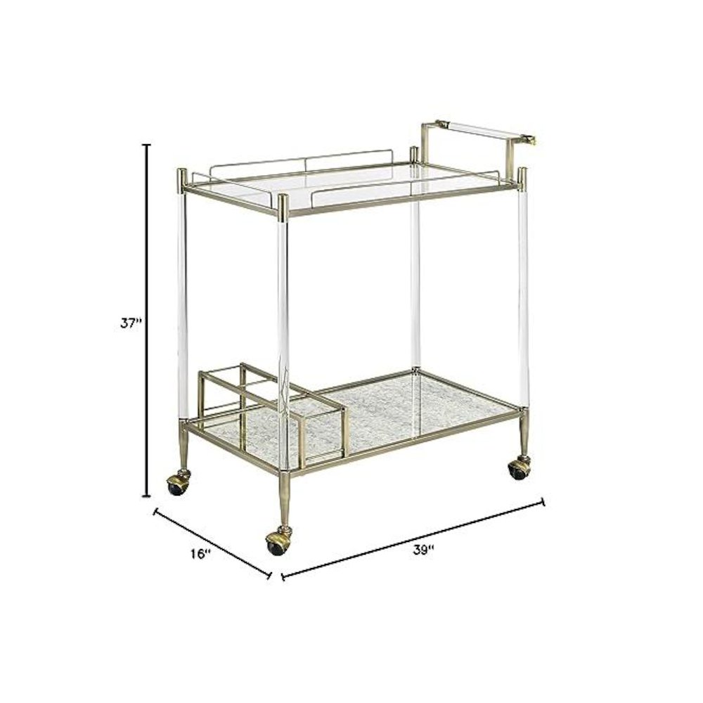 Cirro Serving Cart Antique Mirror & Wire Brass. Picture 4