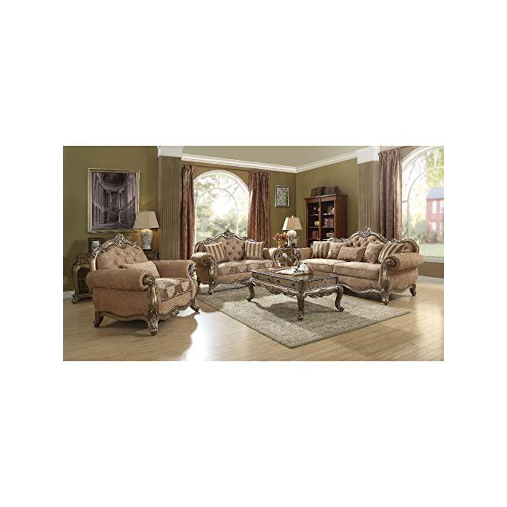 Ragenardus Loveseat w/2 Pillows Fabric & Vintage Oak. Picture 2