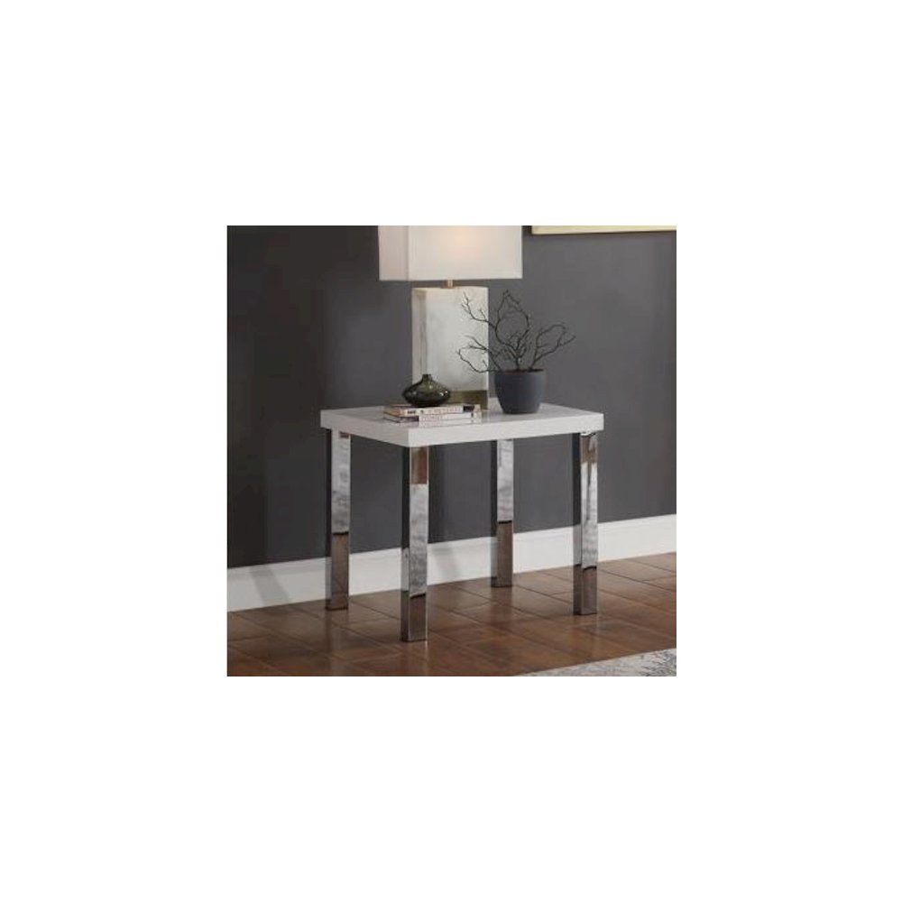 Harta End Table White High Gloss & Chrome. Picture 1
