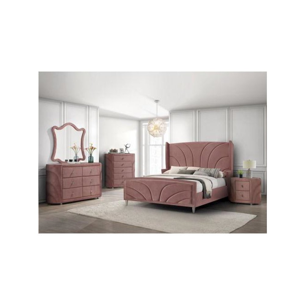 Salonia Eastern King Bed Pink Velvet. Picture 2
