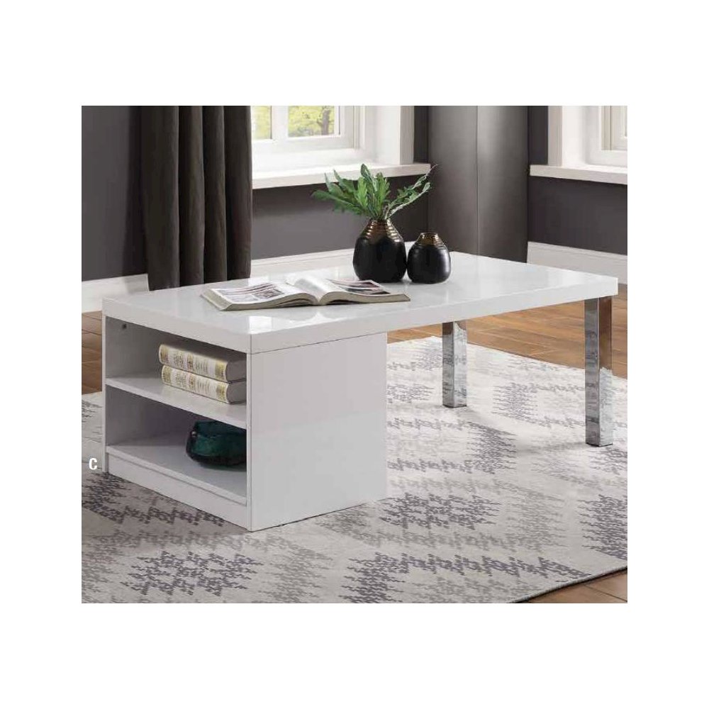 Harta Coffee Table White High Gloss & Chrome. Picture 3
