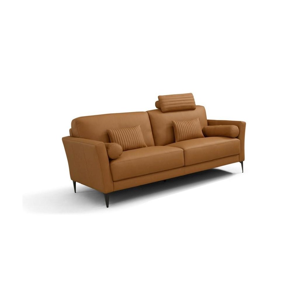 Tussio Loveseat w/5 Pillows Saddle Tan Top Grain Leather. Picture 1
