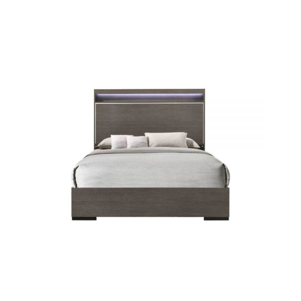 Escher Eastern King Bed LED & Gray Oak. Picture 1