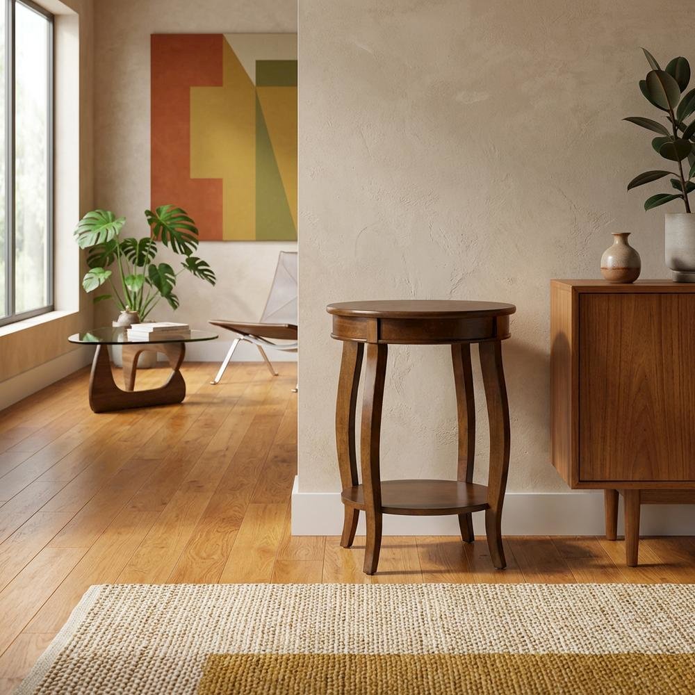 Walnut, Accent Side Table, Quality Build, Durable Wood Frame. Picture 3