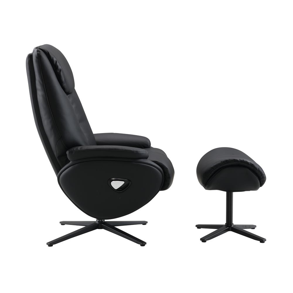 Labonita Accent Chair w/Swivel & Ottoman, Black Top Grain Leather & Black Finish. Picture 4