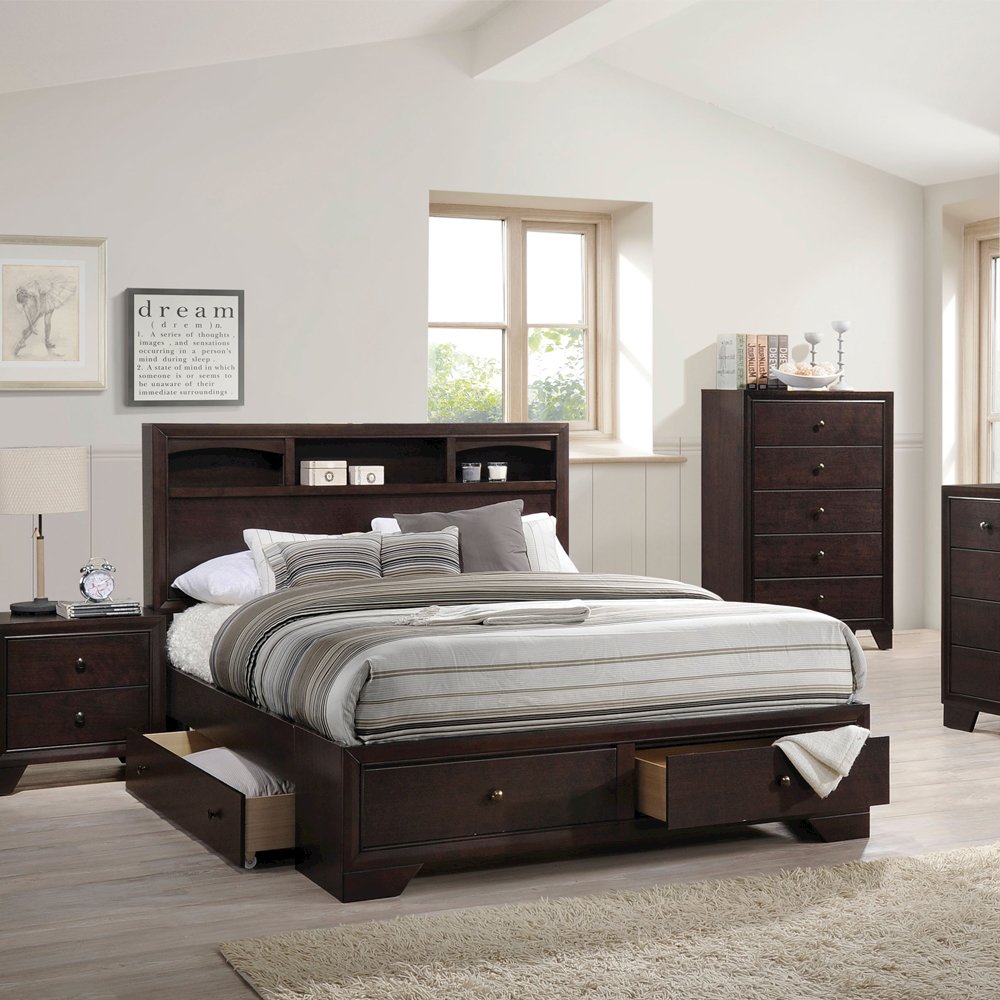 Madison II Queen Bed w/Storage Espresso. Picture 1