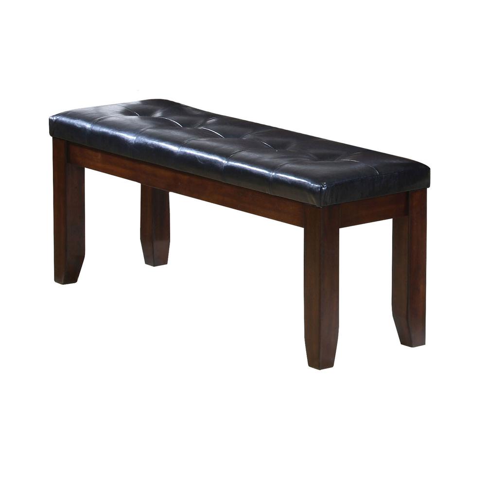 Urbana Bench Black Synthetic Leather & Cherry. Picture 2