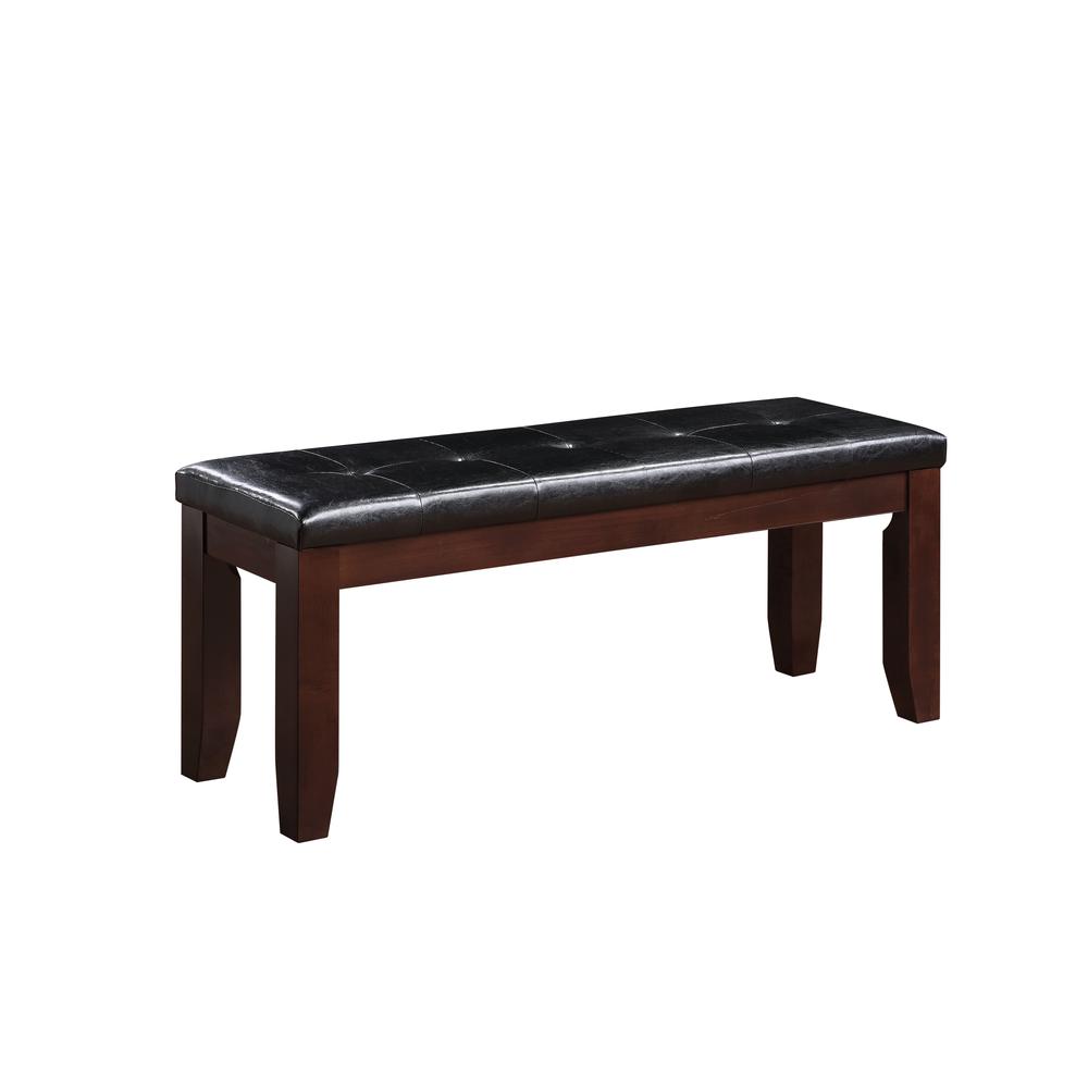 Urbana Bench Black Synthetic Leather & Cherry. Picture 1
