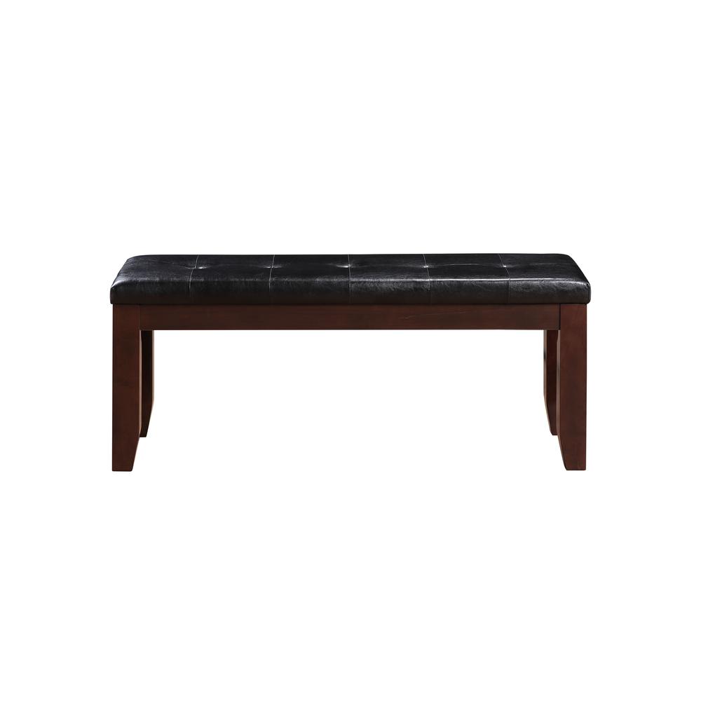 Urbana Bench Black Synthetic Leather & Cherry. Picture 3