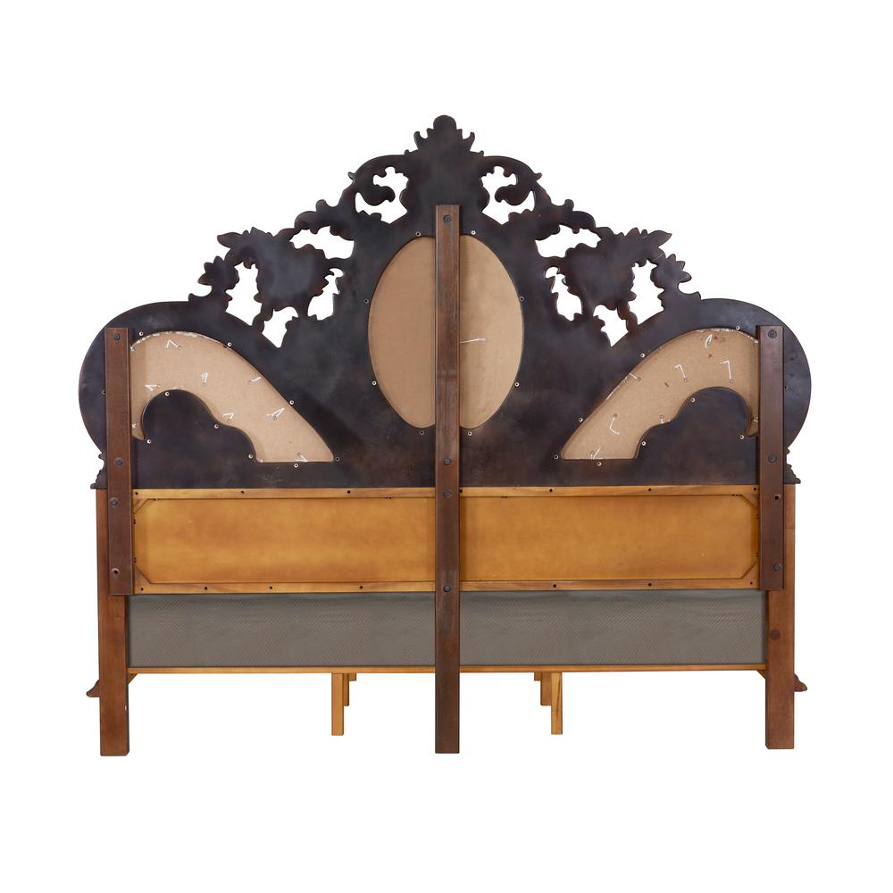 Devany Queen Bed, Cream Fabric & Cherry Finish. Picture 4