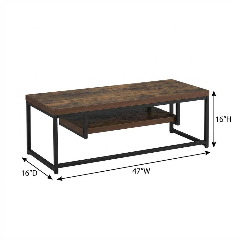 Weathered Oak & Black Metal TV Stand with Elegant Storage Design. Picture 7