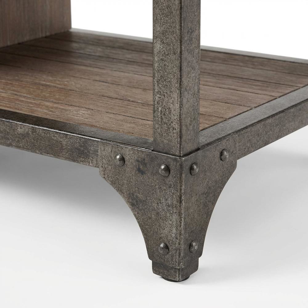 Industrial-style TV stand, Weathered Oak, Antique Silver, metal, wood veneer. Picture 6