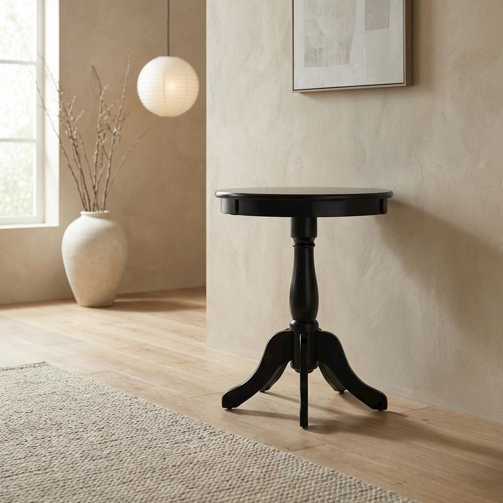 Black, Accent Side Table, Quality Build, Durable Wood Frame. Picture 2